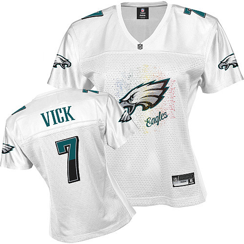 Eagles #7 Michael Vick White 2011 Women's Fem Fan Stitched NFL Jersey - Click Image to Close
